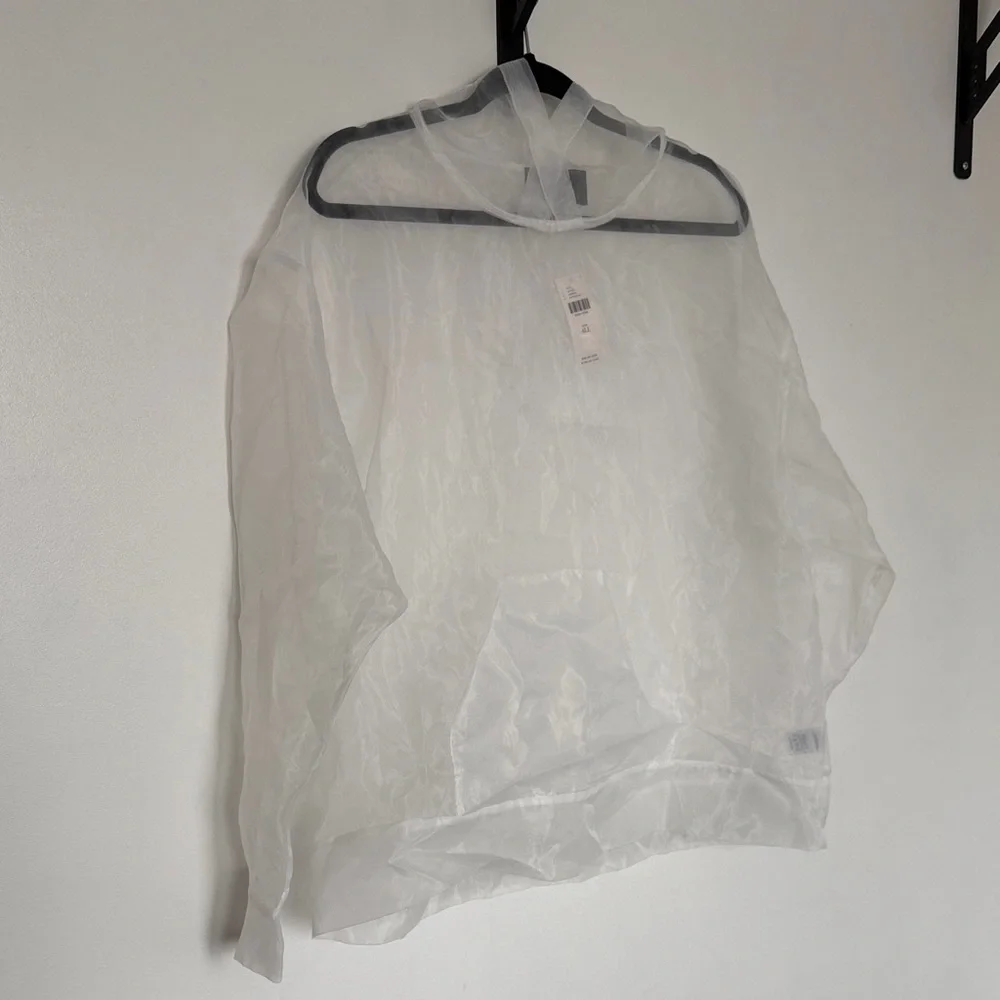 Anthropologie Sheer White Organza Pullover Hooded Top - Picture 3 of 10